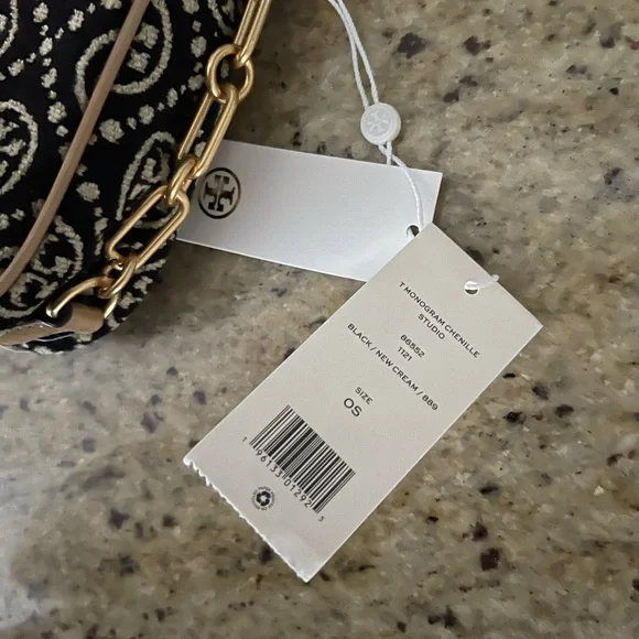 New 🖤 Tory Burch T Monogram Chenille Studio Shoulder Bag - Picture 11 of 14